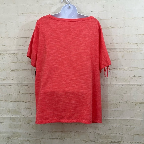 Talbots Orange Slit Tie Short Sleeve Top - Picture 5 of 8